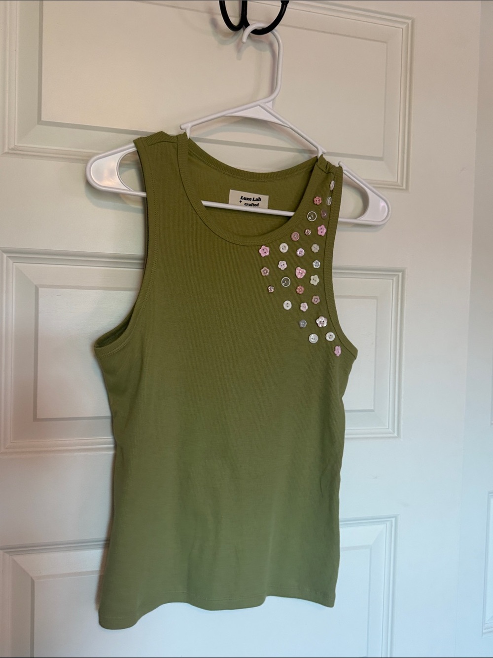 No Boundaries Olive Tank with Pink & Silver Accents
